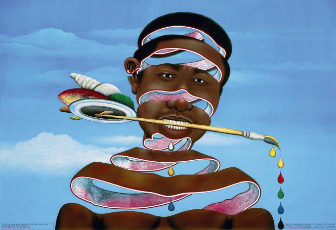 « J’aime la couleur », de Chéri Samba (acrylique et paillettes sur toile, 206 x 297 cm, 2003).